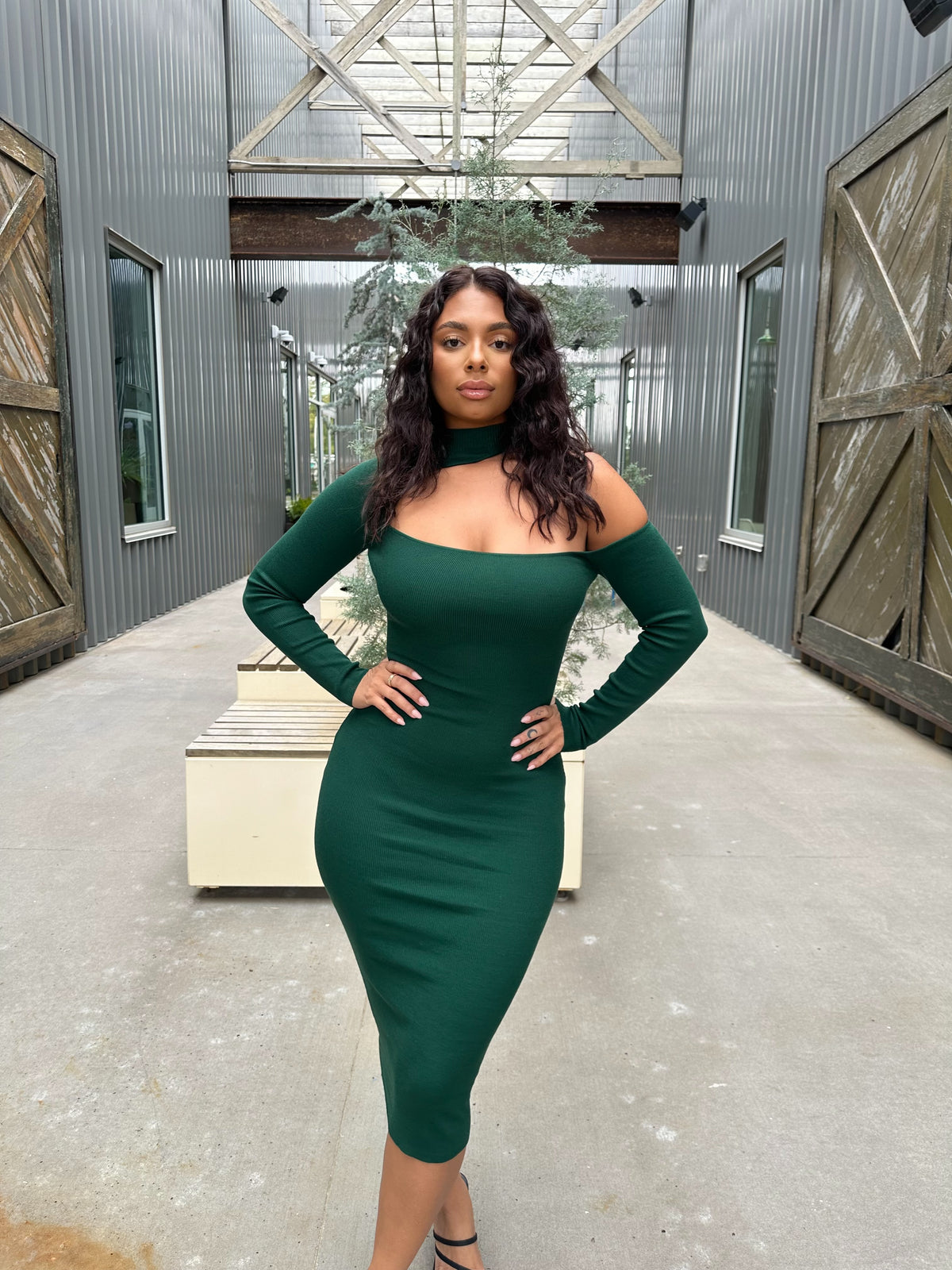 Angelica Emerald Green Midi Dress