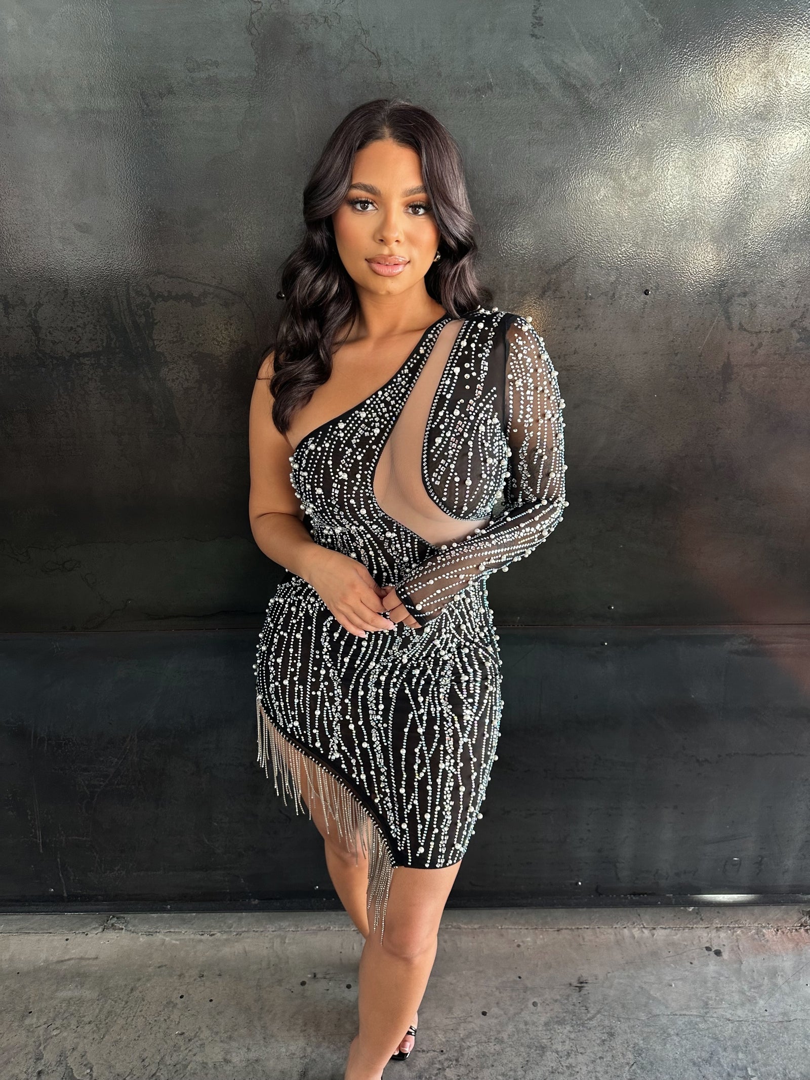 Claudia Black One Sleeve Dress