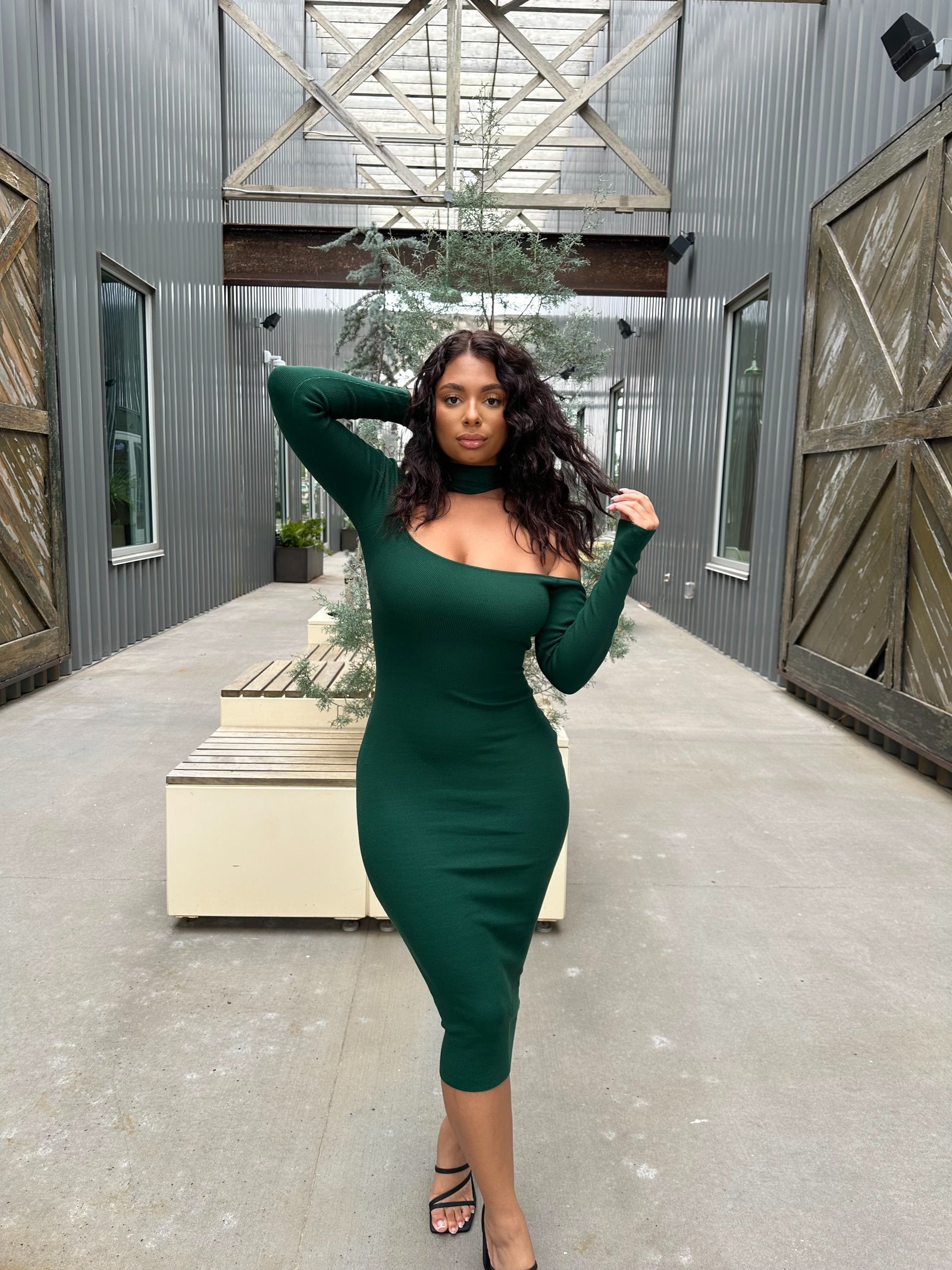 Angelica Emerald Green Midi Dress