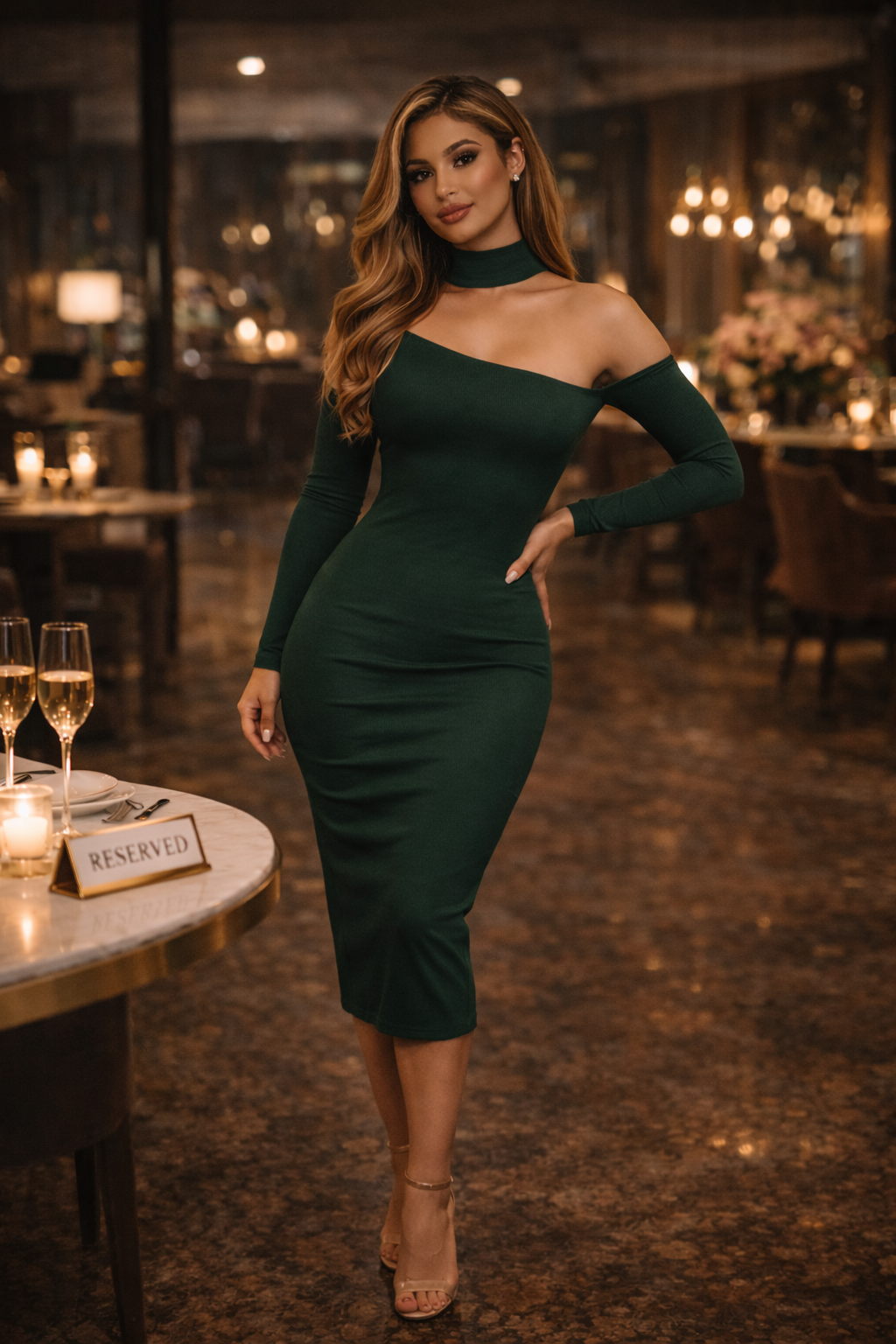 Angelica Emerald Green Midi Dress