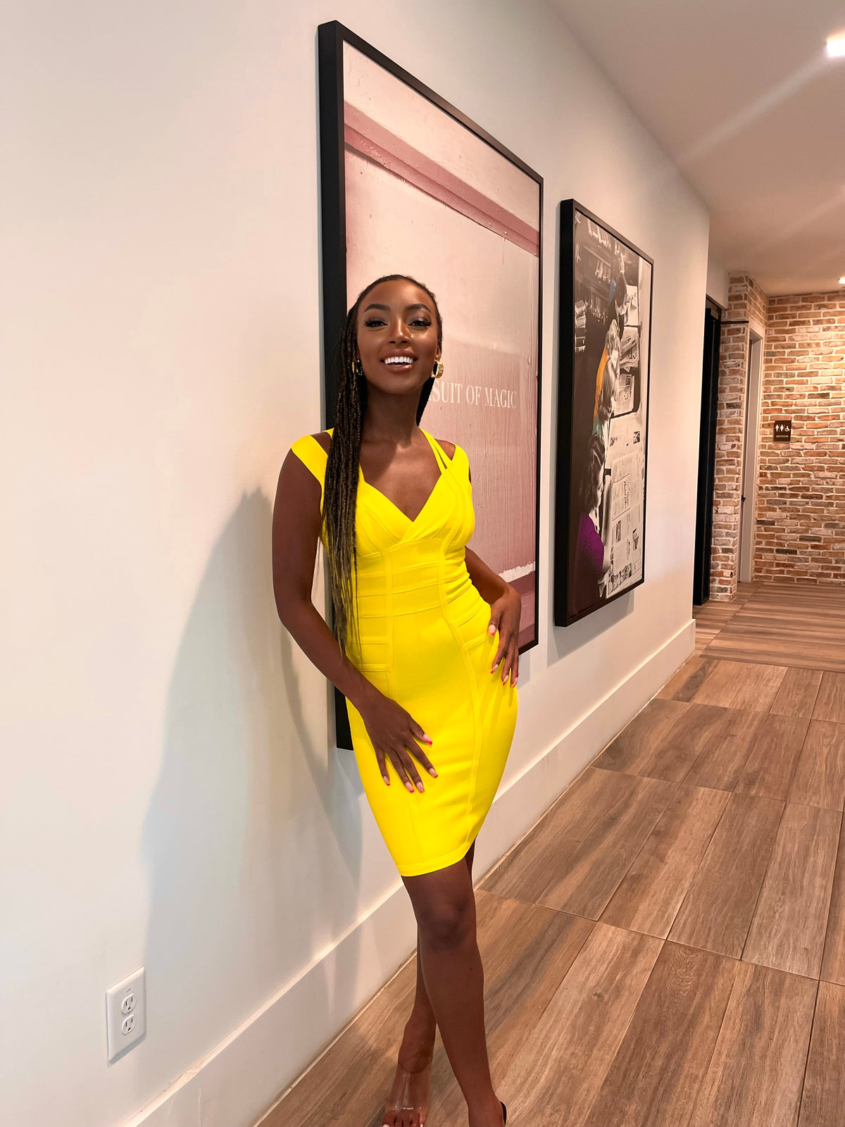 Mya Yellow Bandage Dress