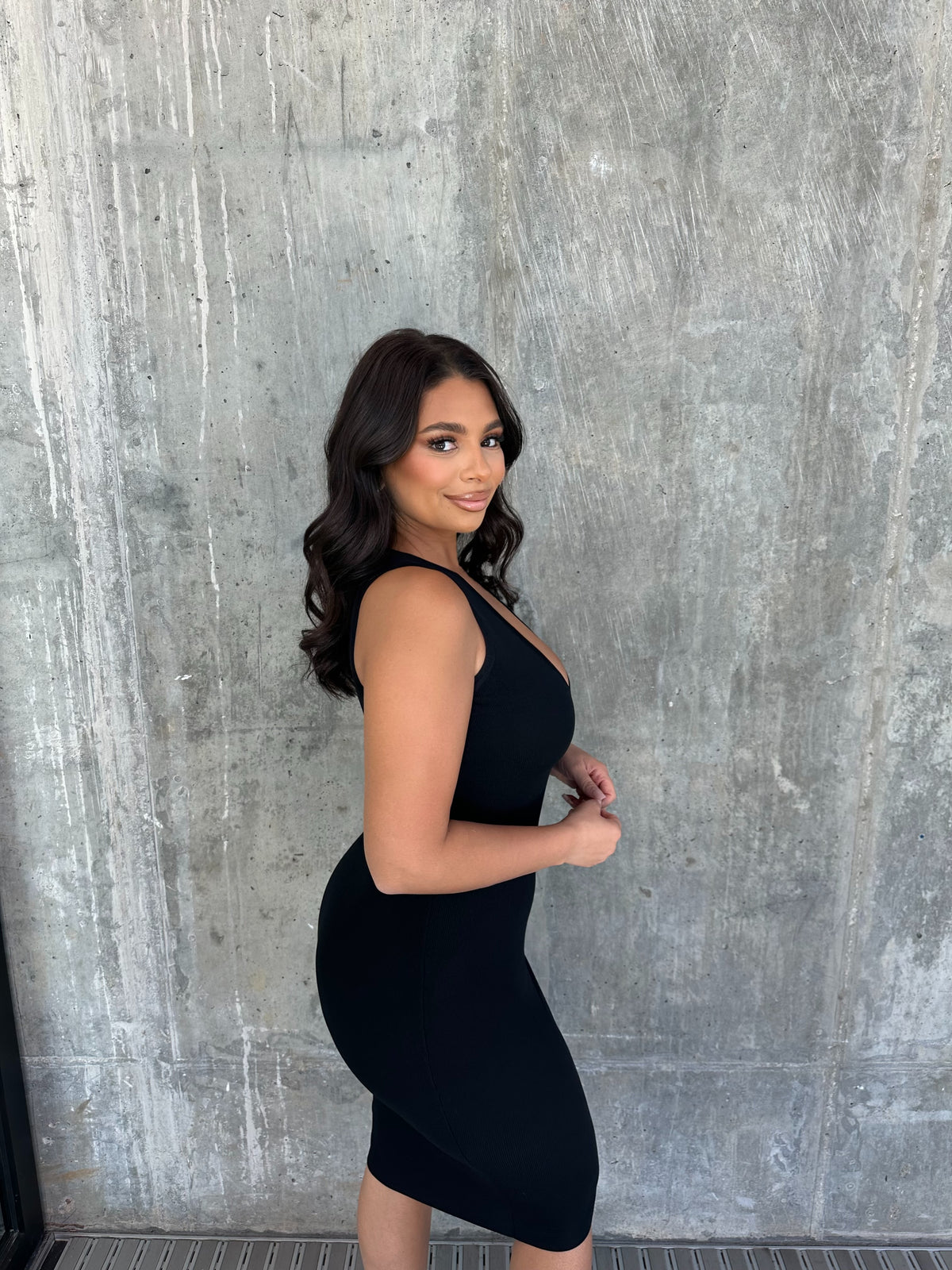 Liliana Black Midi Dress