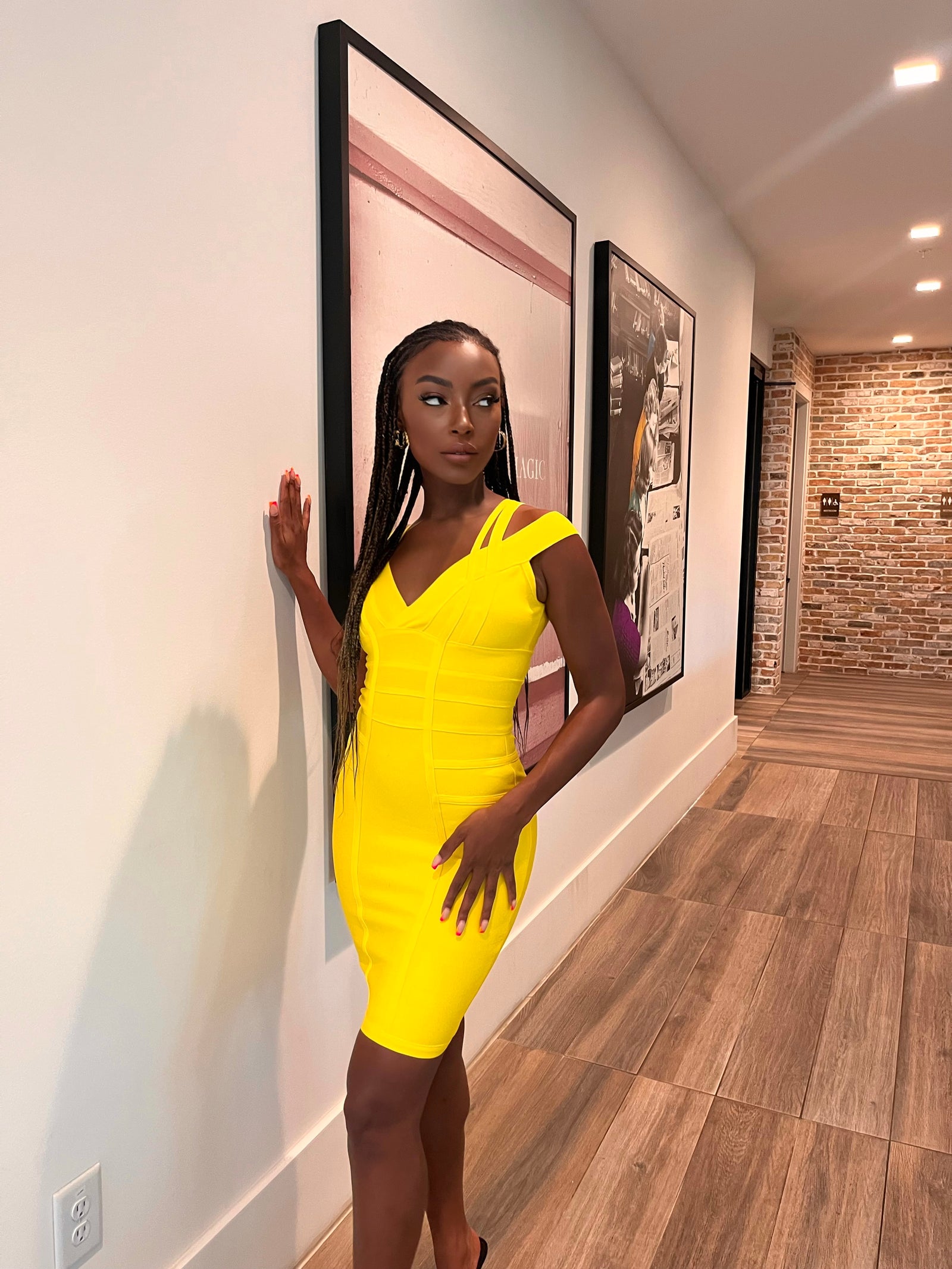 Mya Yellow Bandage Dress