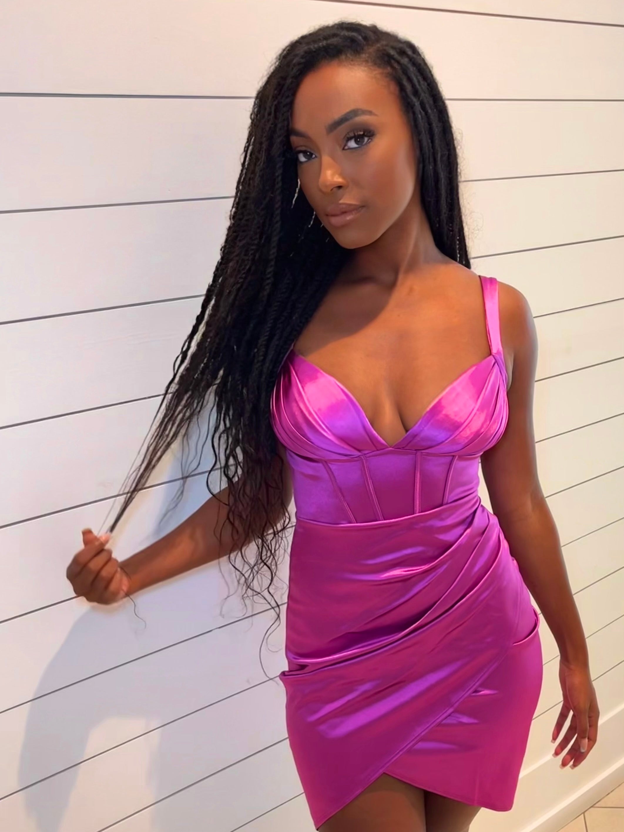 Lia Orchid Satin Mini Dress Lia Orchid Satin Mini Dress