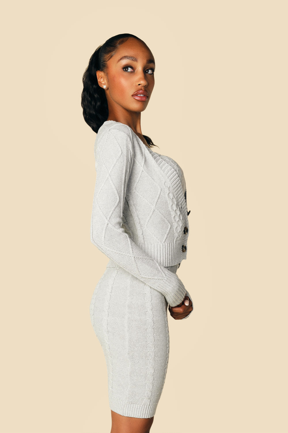 ARIA CABLE KNIT THREE PIECE SKIRT SET (More Colors)