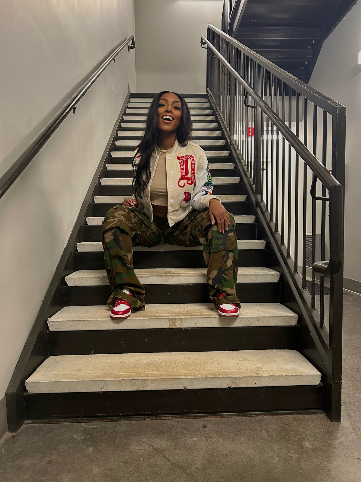 Art First Row Cropped Varsity Jacket