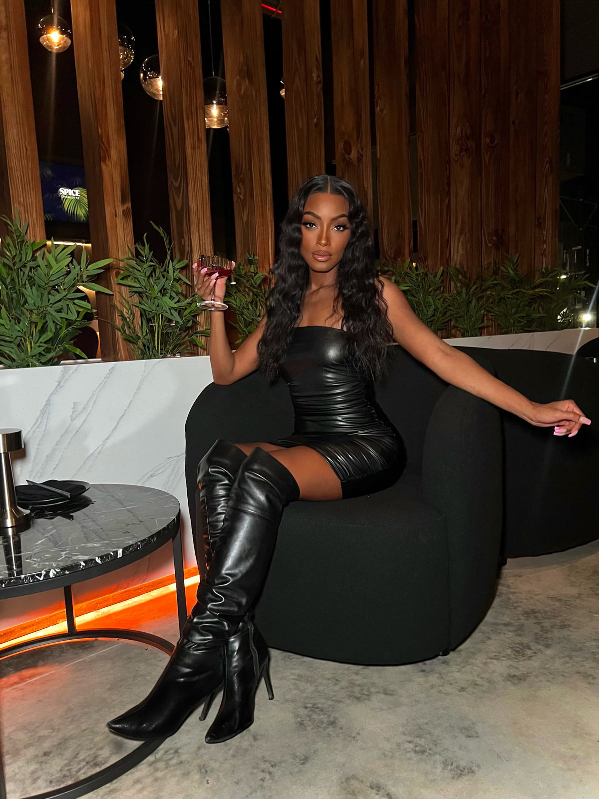 Olivia Black Vegan Leather Dress