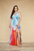 Isabella Multicolor Watercolor Curvy Maxi Dress