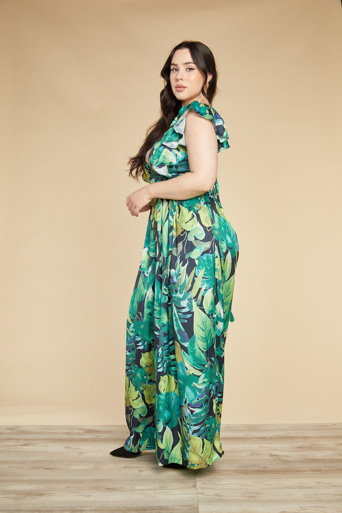 Francesca Jungle Print Curvy Wide-Leg Jumpsuit