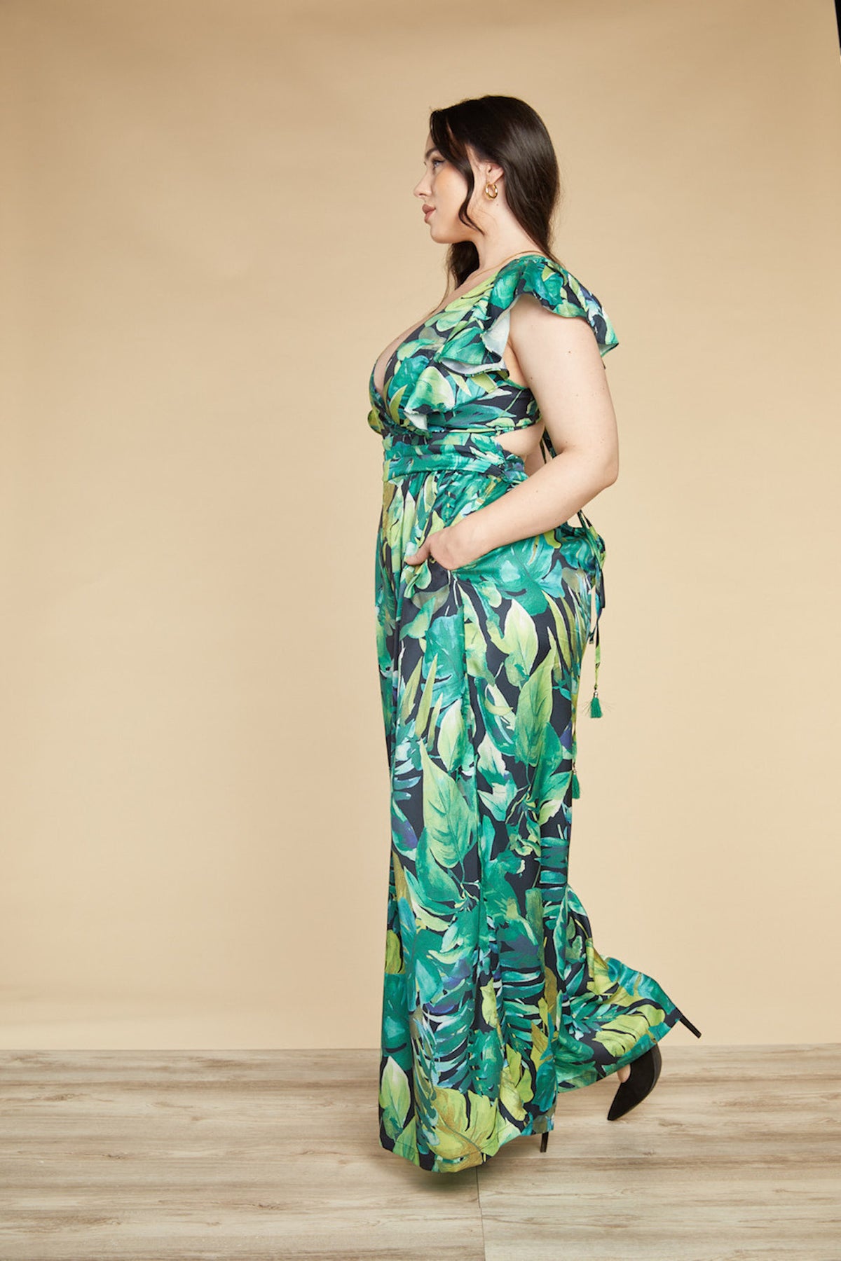 Francesca Jungle Print Curvy Wide-Leg Jumpsuit