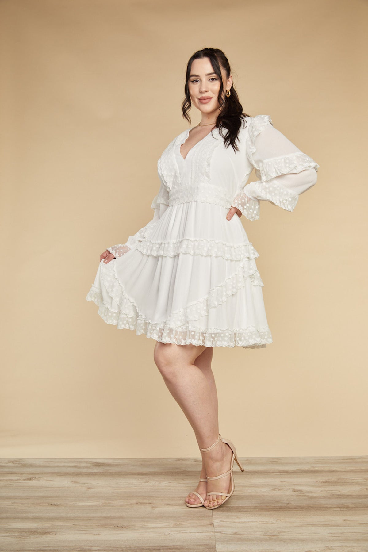 Lola White Lace Curvy Babydoll Dress