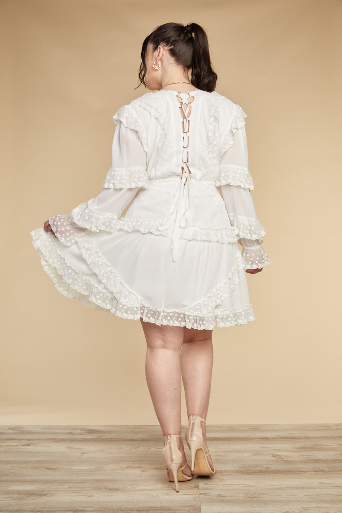 Lola White Lace Curvy Babydoll Dress