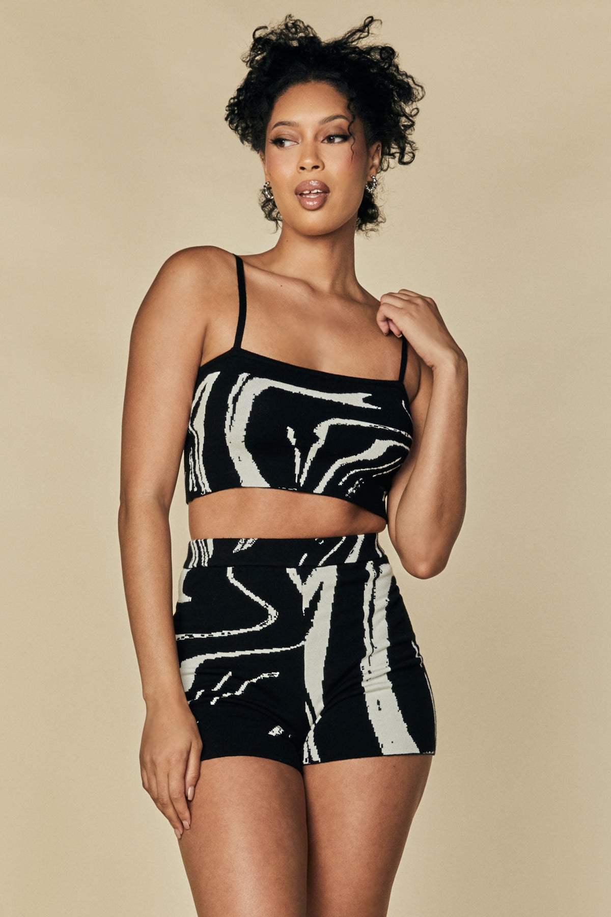 Olivia Black and White 3-Piece Shorts Set