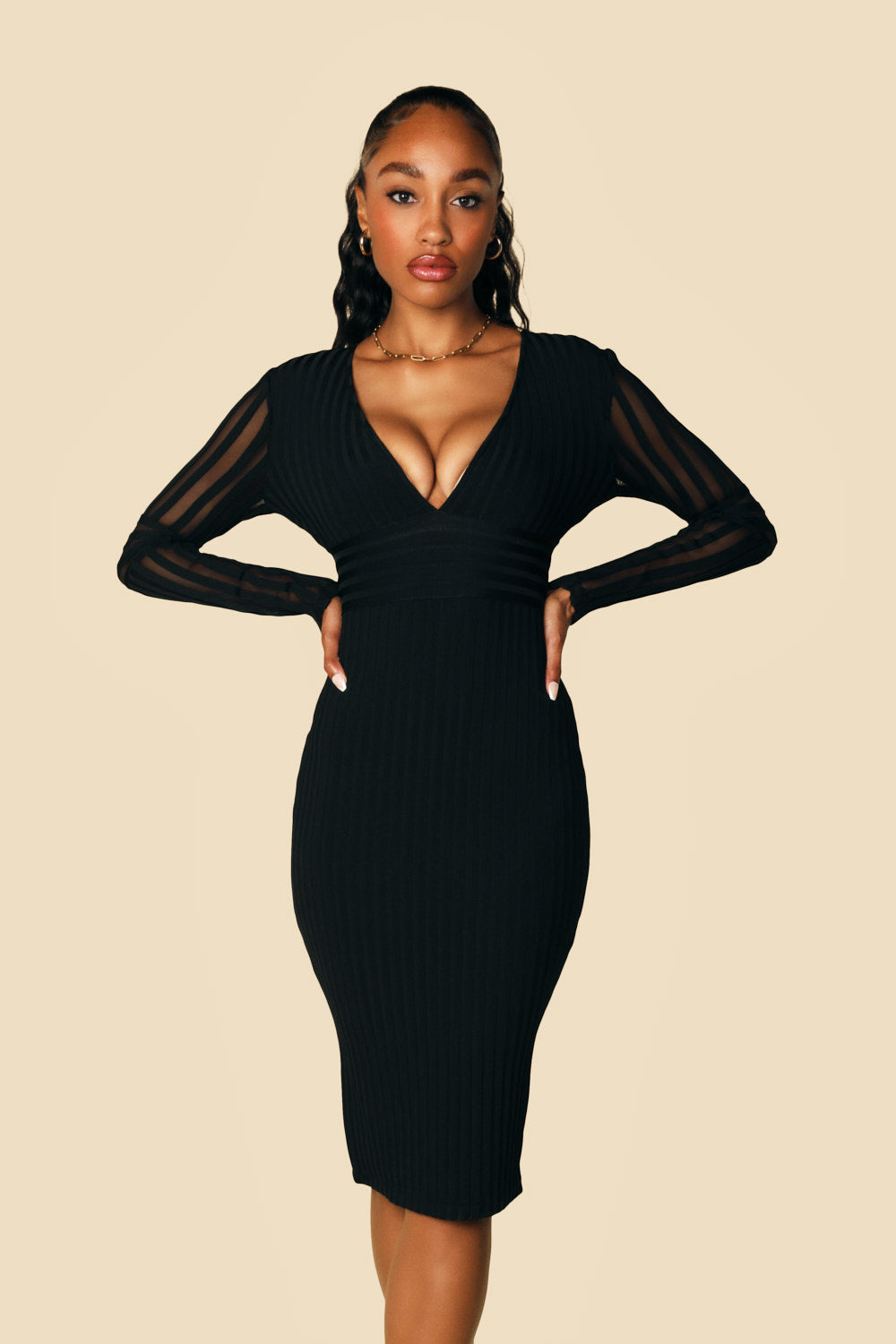 SANTINA BLACK BANDAGE AND MESH DRESS - DOLCE & DIVA SANTINA BLACK BANDAGE AND MESH DRESS - DOLCE & DIVA