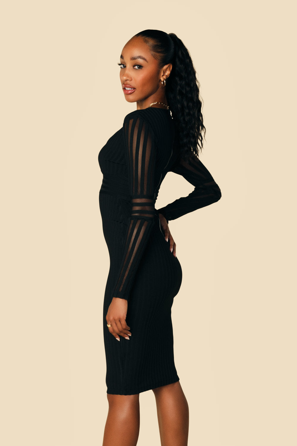 Ladies Dresses Black Long Sleeve Bandage Dress Hashupha Summer