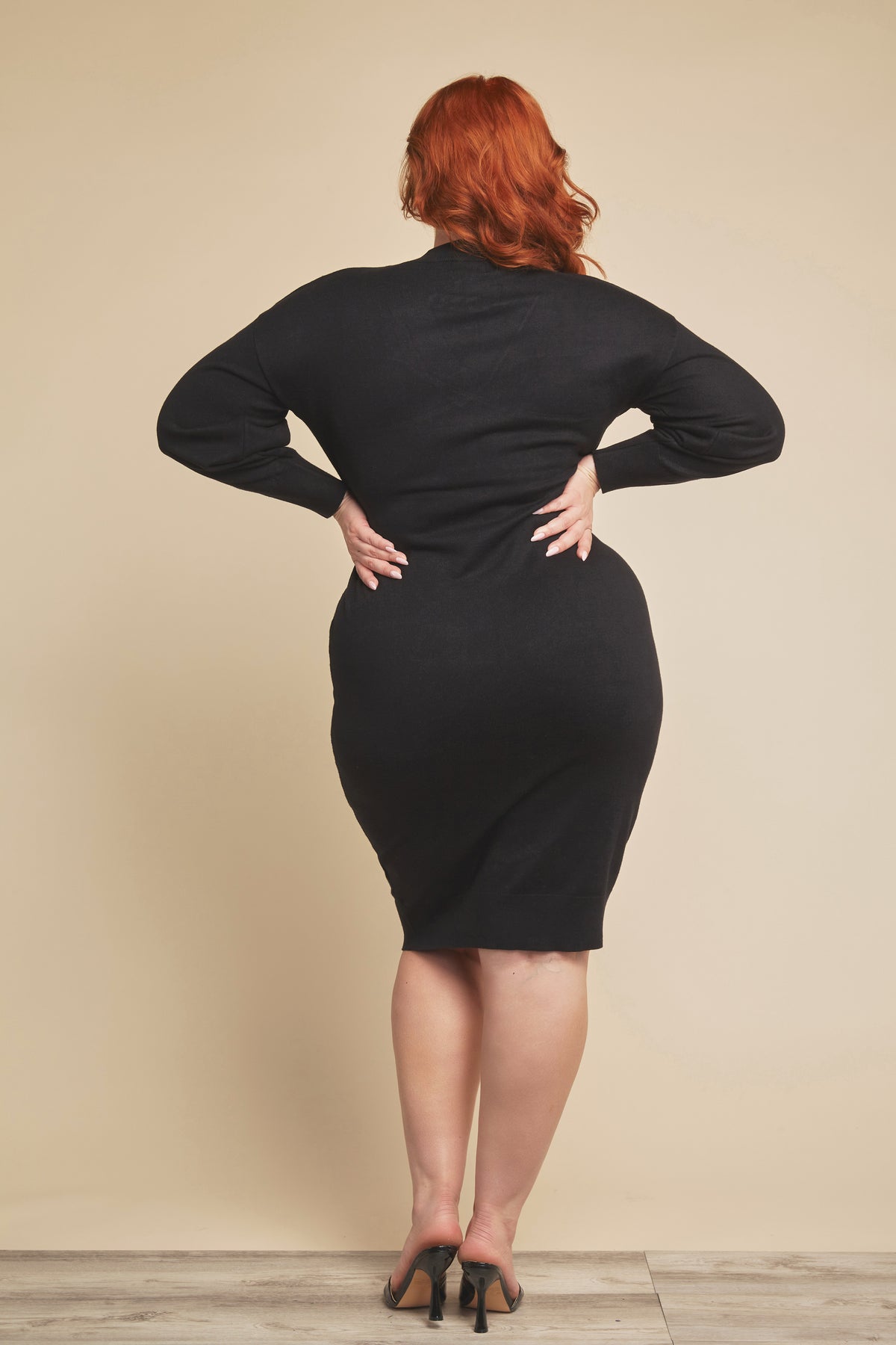 Charlotte Curvy Black Sweater Dress