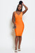 Lauren Orange V-Neck Corset Bandage Dress