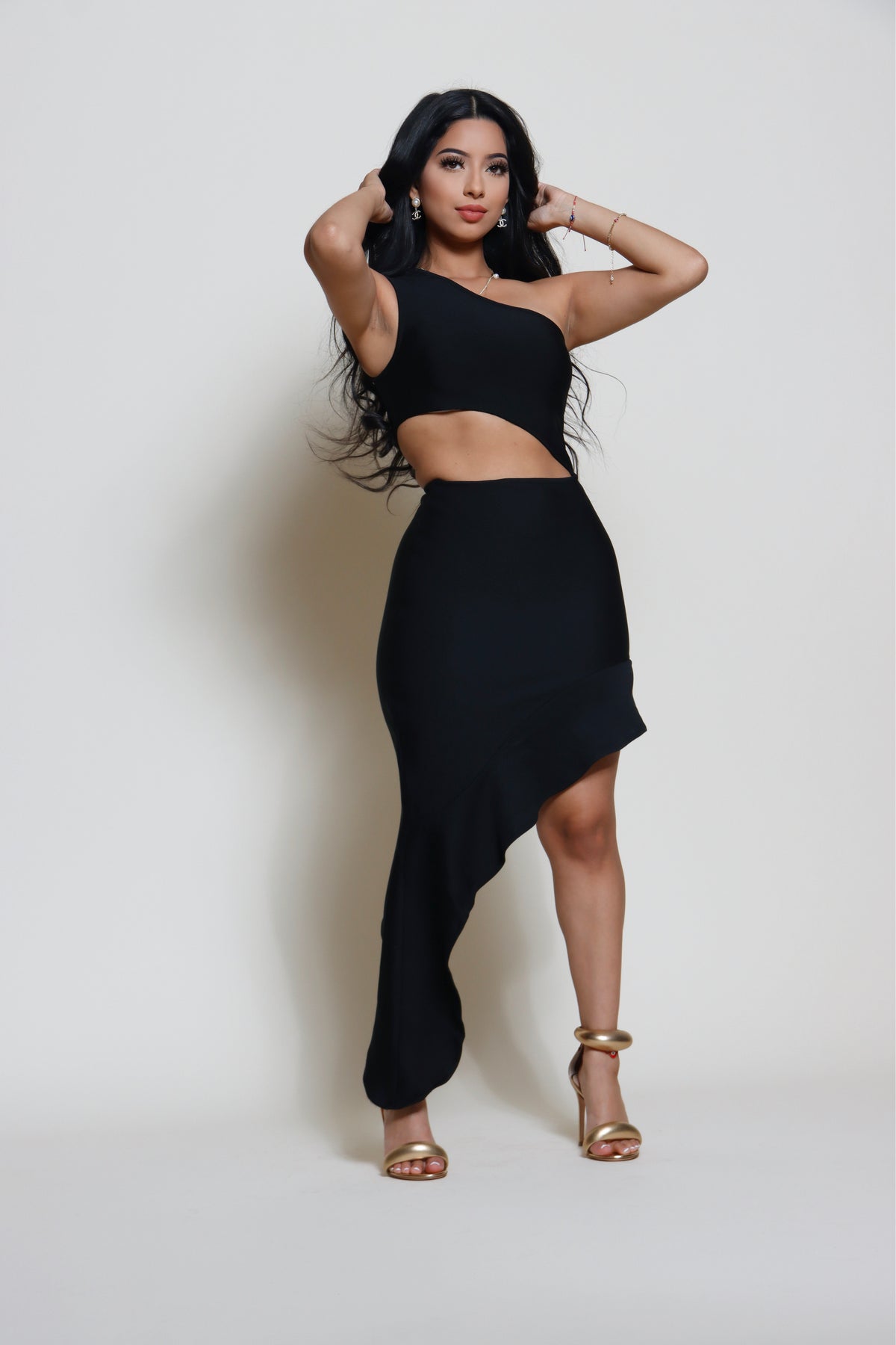 Sofia Black High Low Bandage Dress