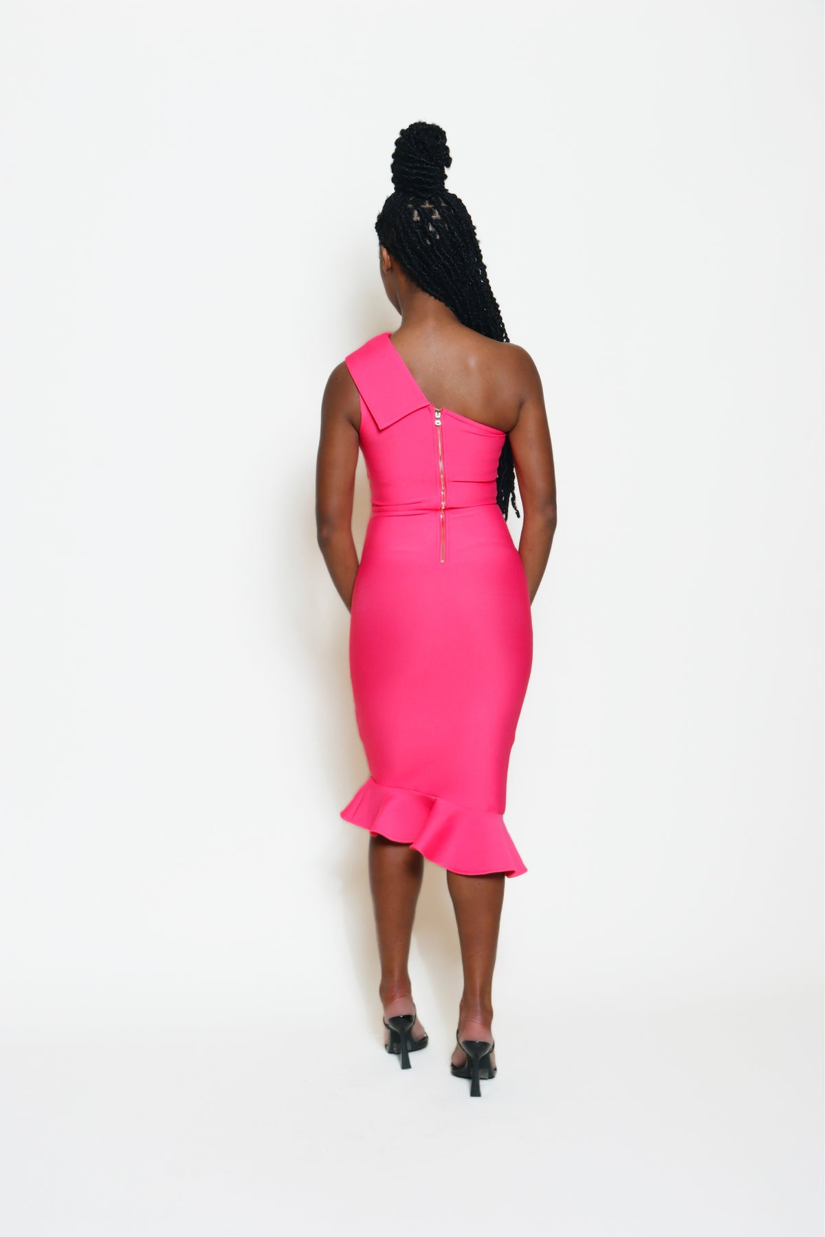 Vianey Magenta Flute Bandage Dress