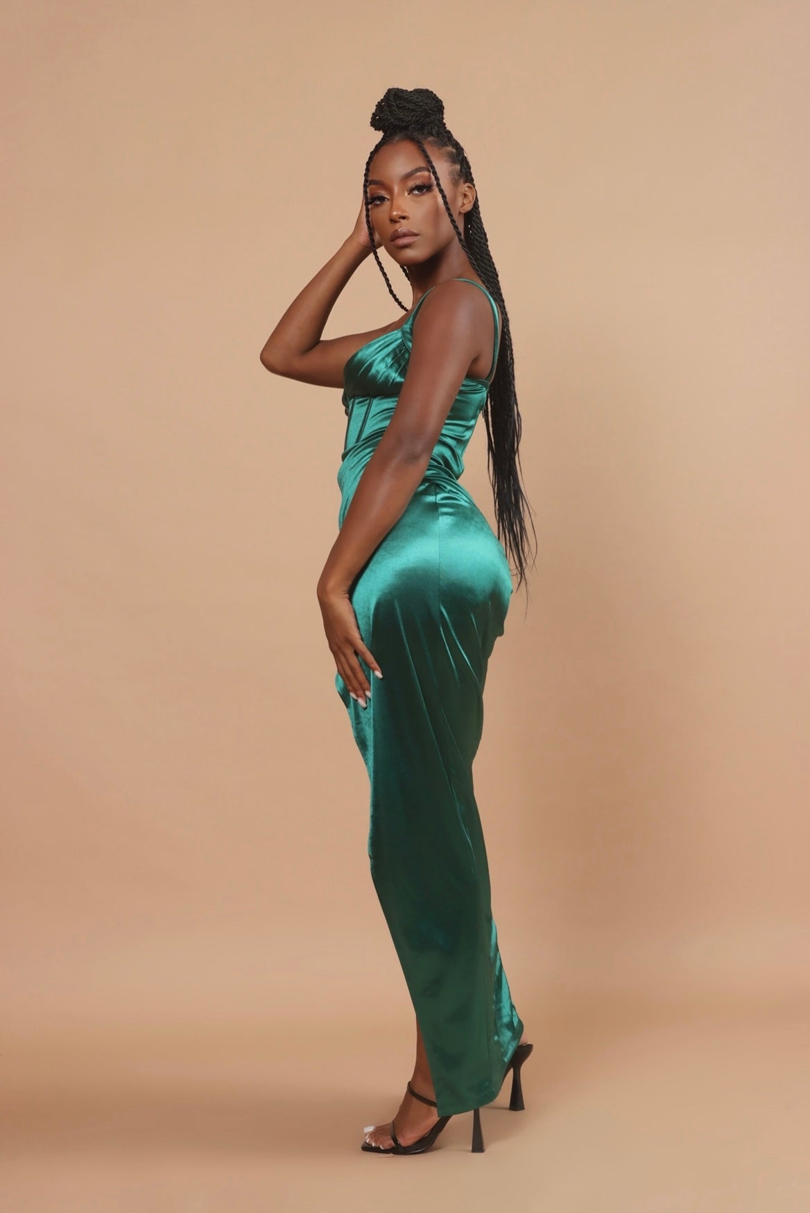 Lia Emerald Green Satin Corset Gown - DOLCE & DIVA Lia Emerald Green Satin Corset Gown - DOLCE & DIVA