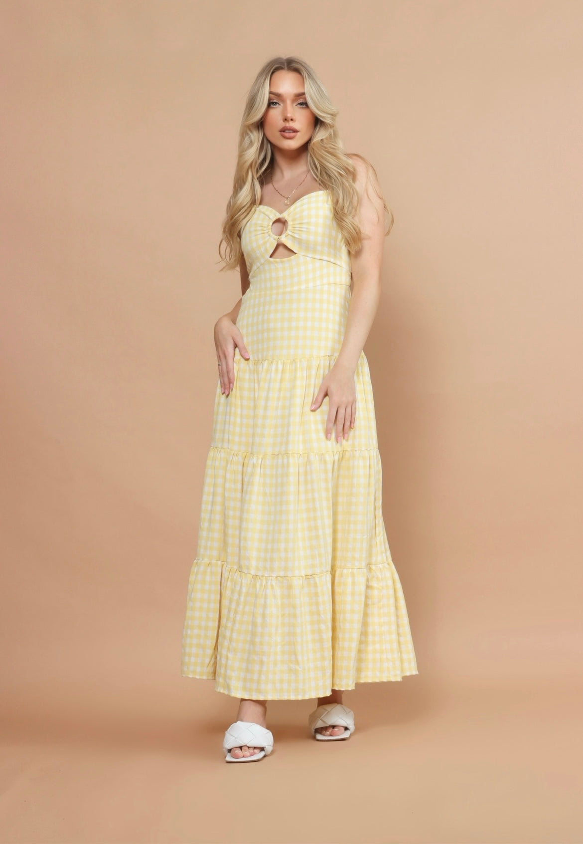 Sunny Yellow Gingham Maxi Dress - DOLCE & DIVA Sunny Yellow Gingham Maxi Dress - DOLCE & DIVA
