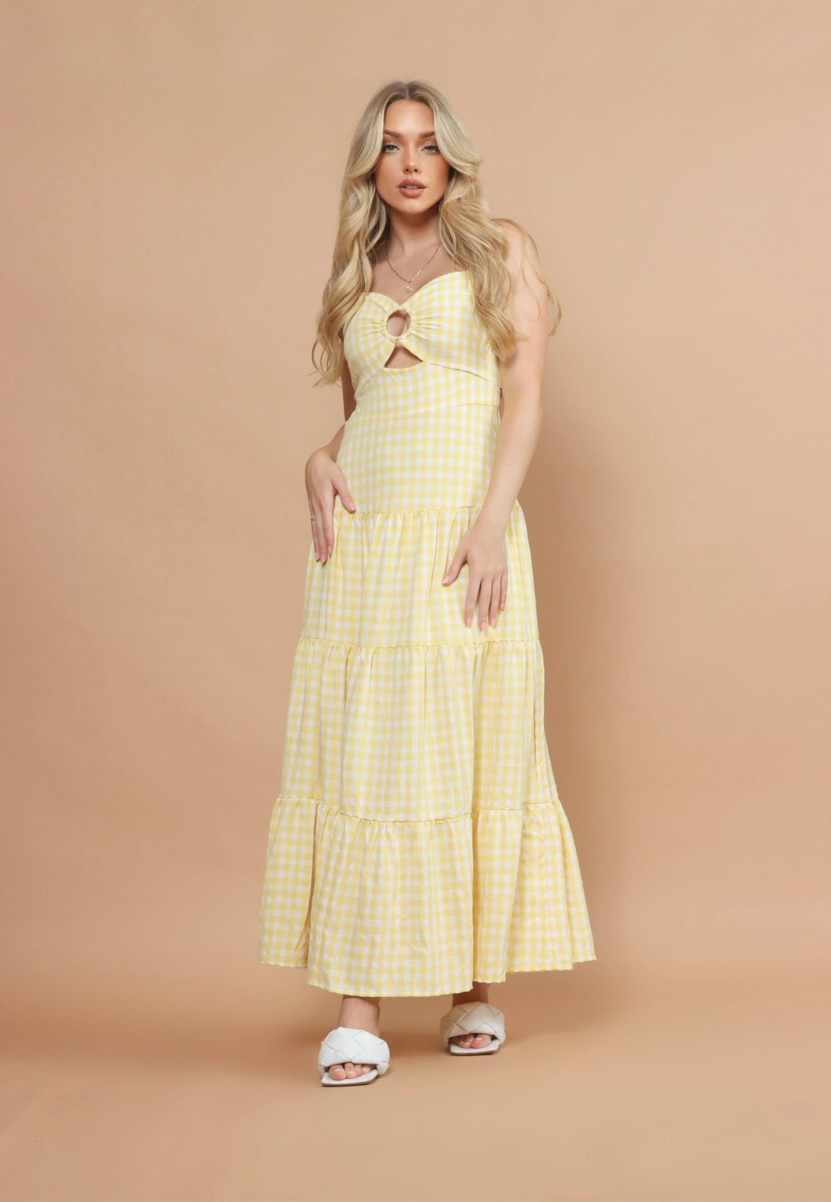 Sunny Yellow Gingham Maxi Dress