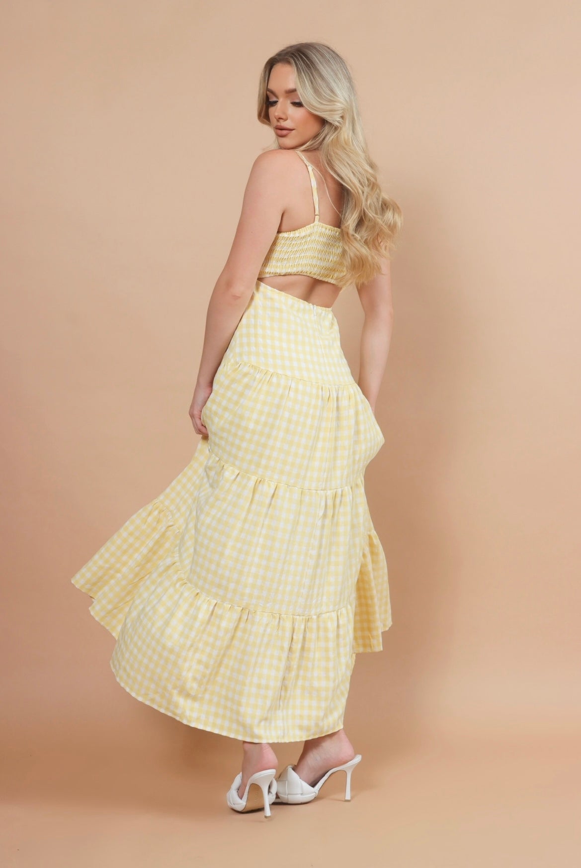 Sunny Yellow Gingham Maxi Dress