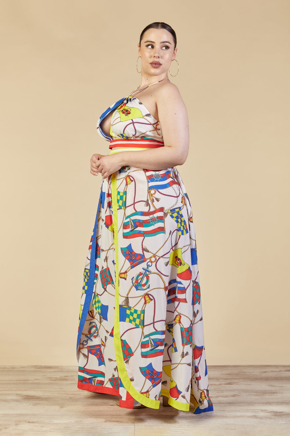 dolceanddiva.womens.naja.nautical.curvy.plus.size.two.piece.skirt.set