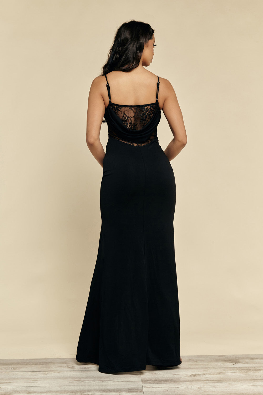 Paola Black High Slit and Lace Gown - DOLCE & DIVA Paola Black High Slit and Lace Gown - DOLCE & DIVA